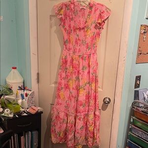Blu Pepper Pink Floral Maxi Dress